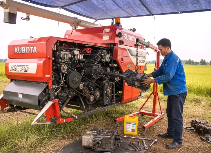 Kubota DC70G Harvester Gearbox Replacement